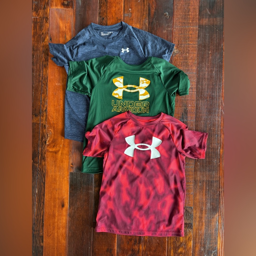 Under Armour Kids' Tees - Forest Green, Navy, and Crimson